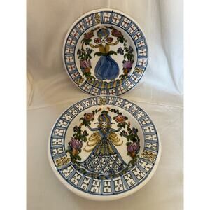 Skyros Hand Painted Decorative Plate ashtrays set of two men woman matching